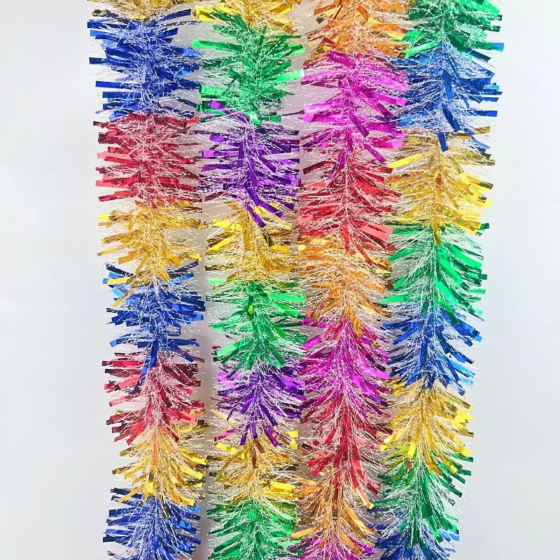2米段色多色雪花点圣诞节彩条派对布置节日毛条茜草圣诞拉花