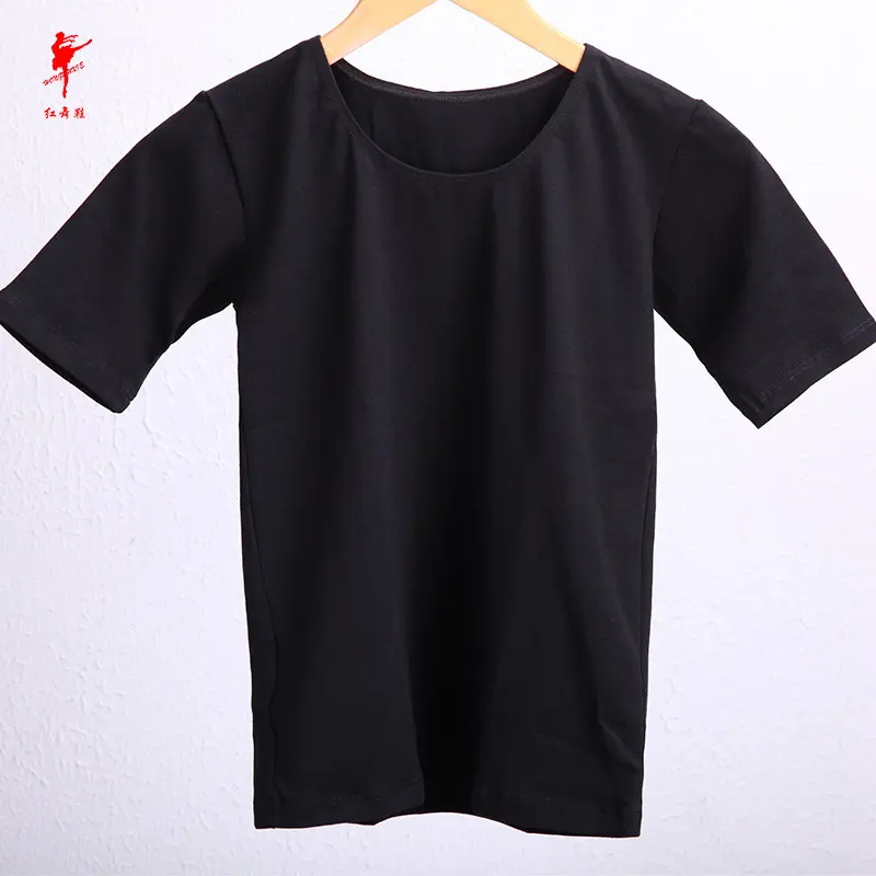 红舞鞋男生舞蹈短袖考级棉中袖形体芭蕾舞蹈服上衣 30281