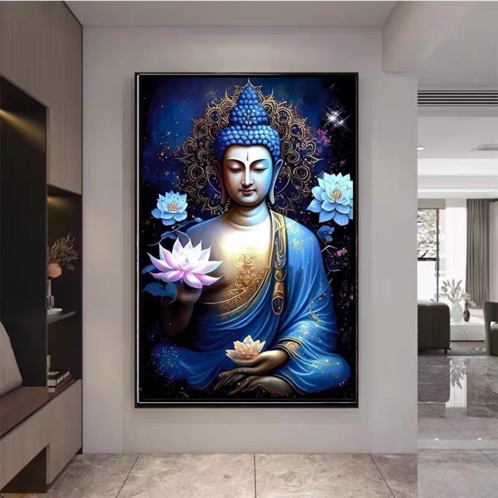 释迦摩尼佛新款点钻十字绣佛像玄关花开见佛祖5diy手工贴钻钻石画