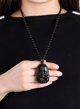 黑曜石生肖本命佛吊坠护身符属蛇普贤菩萨虚空藏观音大日如来男女