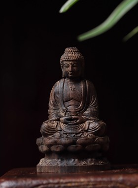 沉香木雕莲花坐像大日如来佛祖