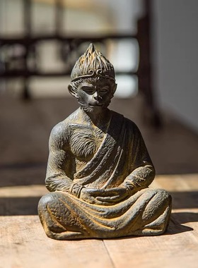 中式禅意斗战胜佛孙悟空齐天大圣猴子手办桌面摆件茶桌茶台茶宠