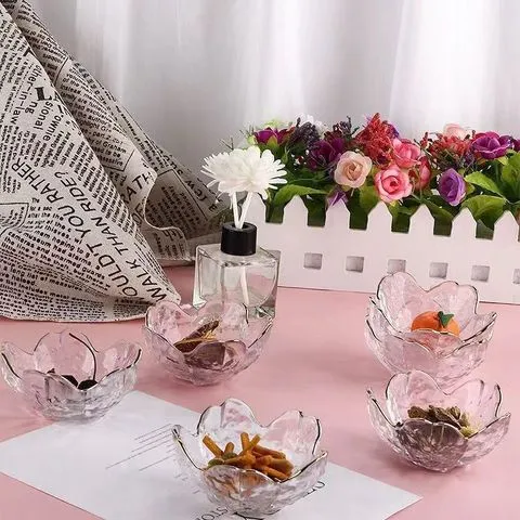 樱花蘸料碗调料碟ins风碟子高颜值粉色玻璃金边酱料碟日式小碟子