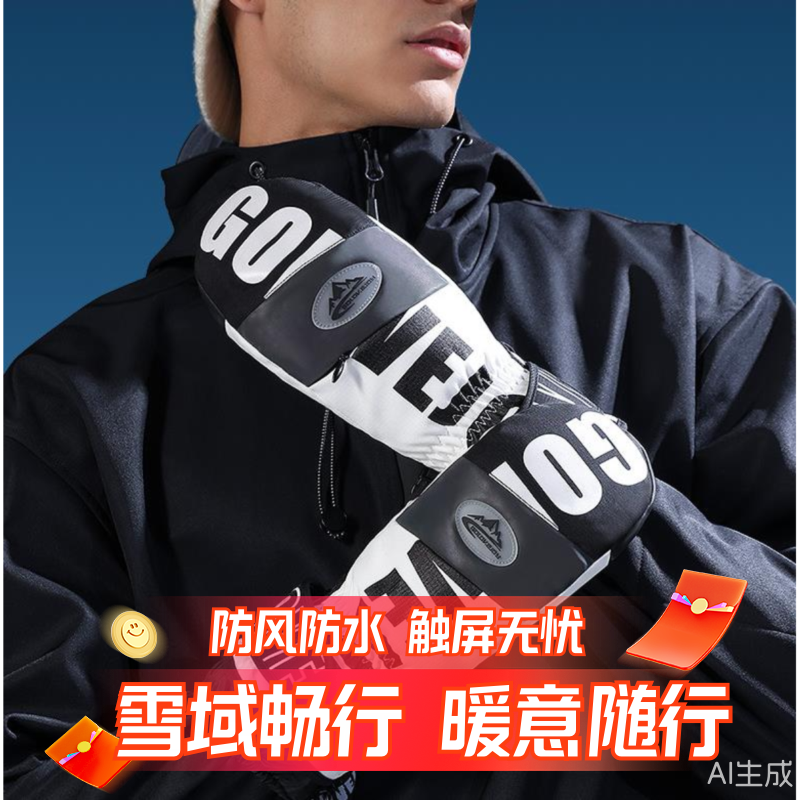 滑雪手套专业男防水女冬单板双板触屏保暖闷子手套专用装备新款冬