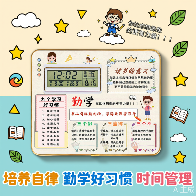 新年抖音创意卧室女孩摆放温度网红桌面时钟日历励志摆件高中生,家居饰品,桌面摆台画,淘宝优惠券,粉丝福利购,淘宝优惠卷