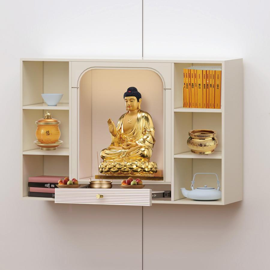 实木烤漆佛龛壁挂柜轻奢小户型家用菩萨供奉台财神龛墙上吊柜供桌