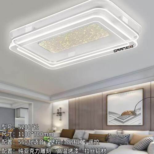 客厅卧室现代LED吸顶灯 铝材灯具 离线语音 长灯