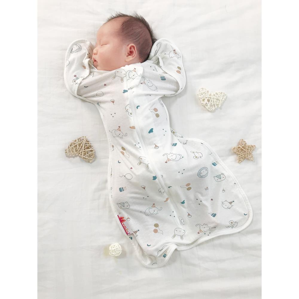 Mymini夏季薄透气降服型防跳睡袋0-6个月婴儿防踢被