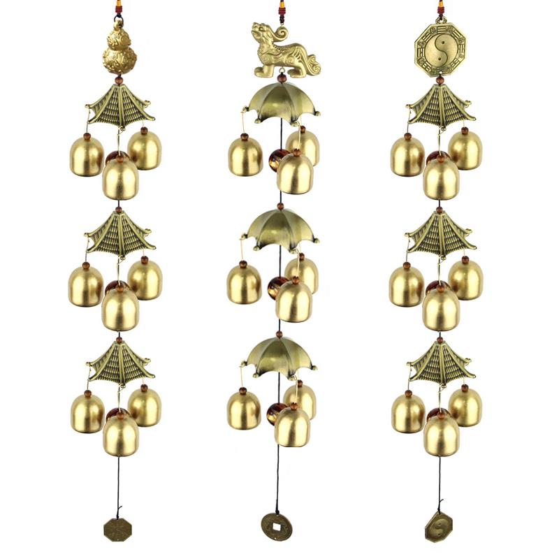 创意大风铃挂饰3层9钟金属纯铜钟家居饰品店门铃防盗挂件