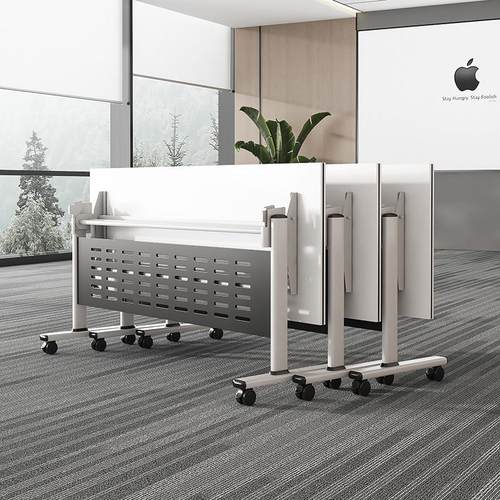 可折叠会议培训桌椅组合移动拼接多功能办公长条双人带轮简易课桌