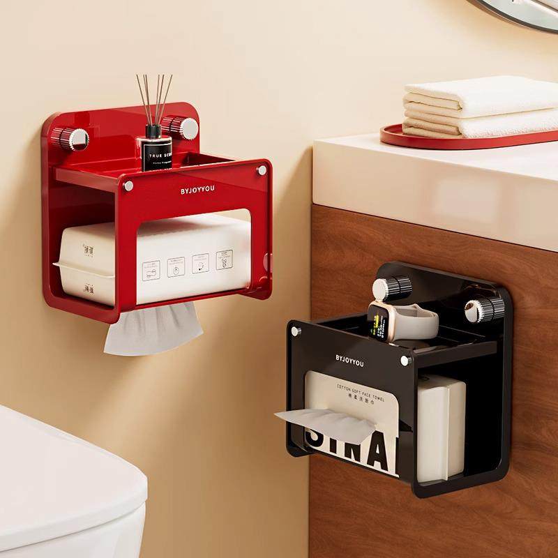 吸盘卫生间纸巾盒厕纸盒卷纸架壁挂抽纸盒厕所洗脸巾收纳置物架