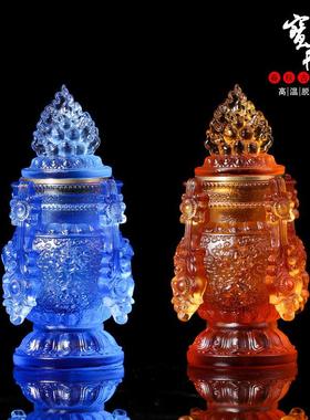 琉璃长寿摩尼宝瓶八吉祥藏传法器佛堂供桌家居供奉用品佛具摆件