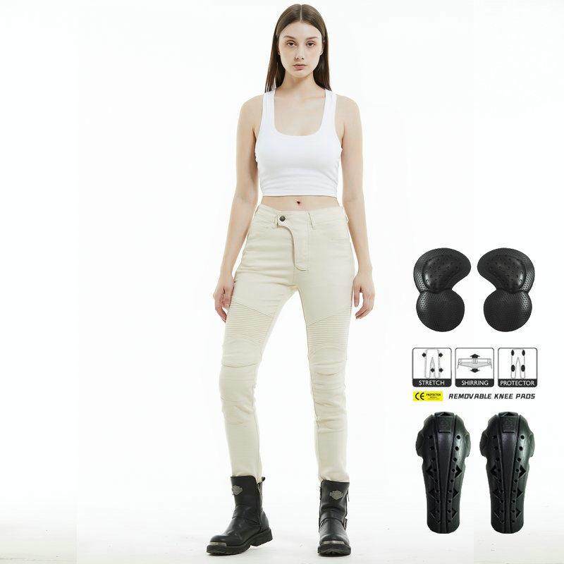 VOLERO 摩托车牛仔裤子女骑士复古米白休闲骑行裤 弹力防水机车裤,摩托车/装备/配件,赛车裤,淘宝优惠券,粉丝福利购,淘宝优惠卷