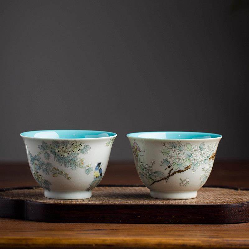 景德镇陶瓷手绘梨花主人杯茶杯松石绿单杯全手工仿古泥高端茶具,餐饮具,茶杯,淘宝优惠券,粉丝福利购,淘宝优惠卷