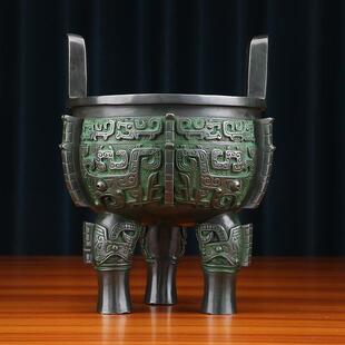 紫铜鼎摆件入己鼎彷古青铜鼎家居办公室装饰品摆设开业乔迁礼品