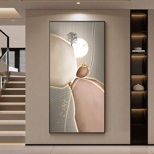 石来运转入户玄关装饰画现代轻奢高级感挂画抽象客厅走廊过道壁画