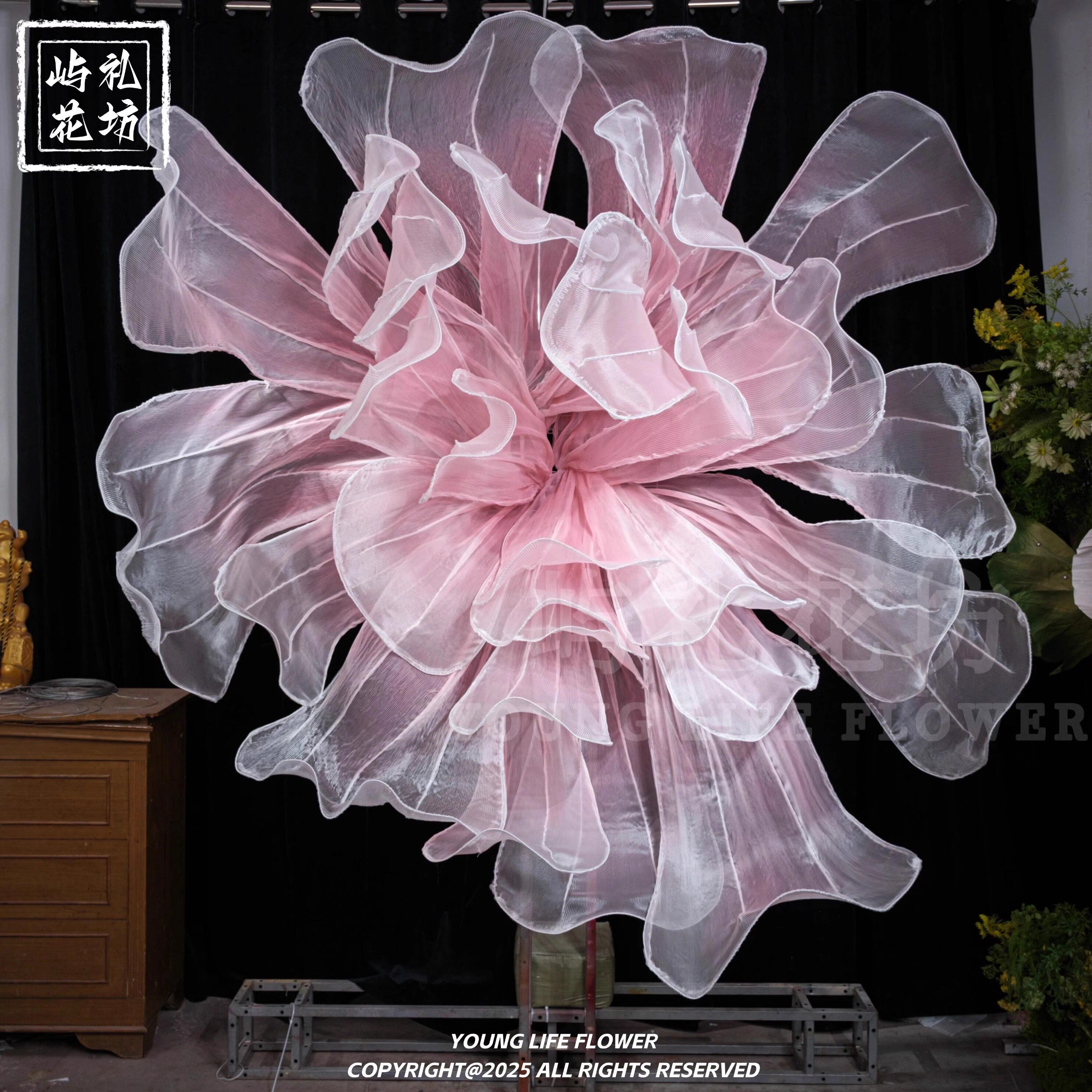 巨型真丝纱艺美塑花橱窗装饰摄影背景花大型装饰婚庆婚礼欧根纱花