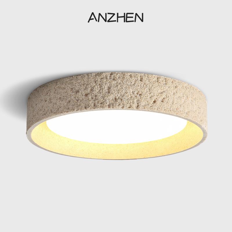 卧室灯吸顶灯黄洞石日式复古侘寂中古风高级感房间书房主卧灯具