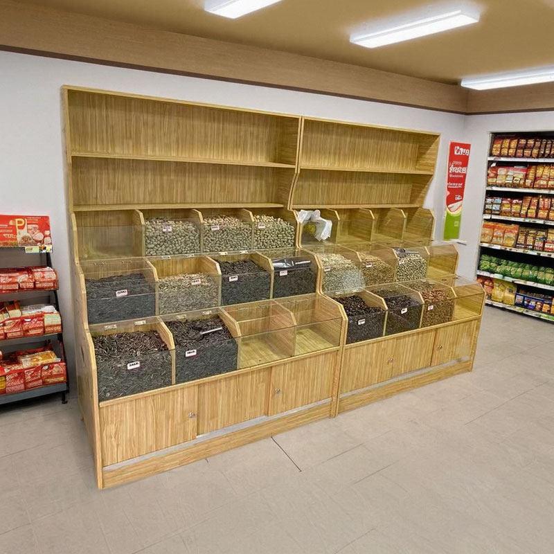 超市货架干果炒货店展示架五谷杂粮展示柜炒货货柜置物架靠墙展柜