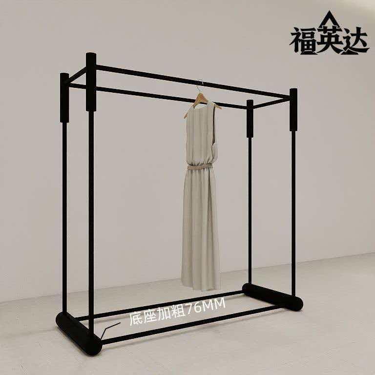 福英达黑色金属落地式服装展示架简约轻奢风衣架