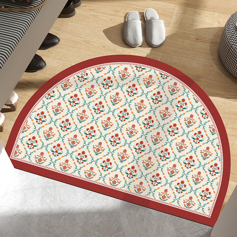 美式入户门地垫可擦免洗家用v皮革垫子玄关进门地毯半圆形门口脚