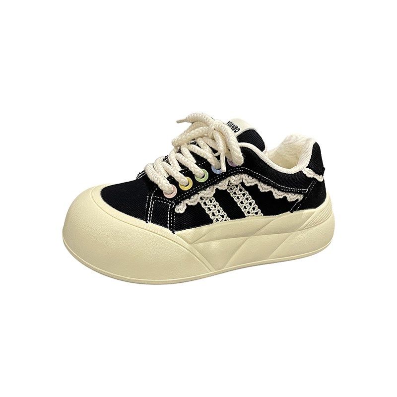 七七主人家黑色帆布鞋女款百搭女鞋2024新款板鞋小众不撞款鞋子女