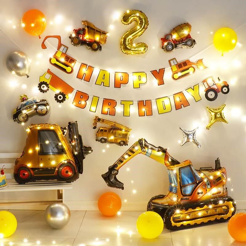 男孩过十岁生日的装饰品小朋友儿童生日气球家里场景布置酒店房间