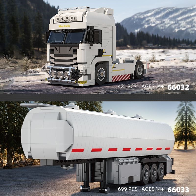乐某高积木半挂卡车模型拼装玩具男孩八格汽车模型儿童益智生日礼