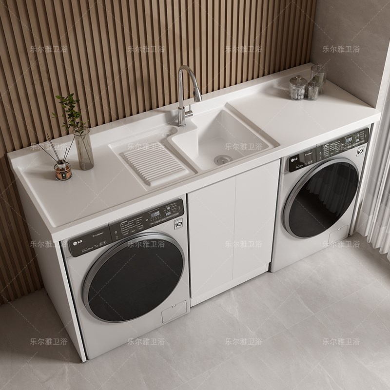 蜂窝铝双机位阳台洗衣机柜烘干 干机柜洗衣池洗手池收纳柜收纳柜