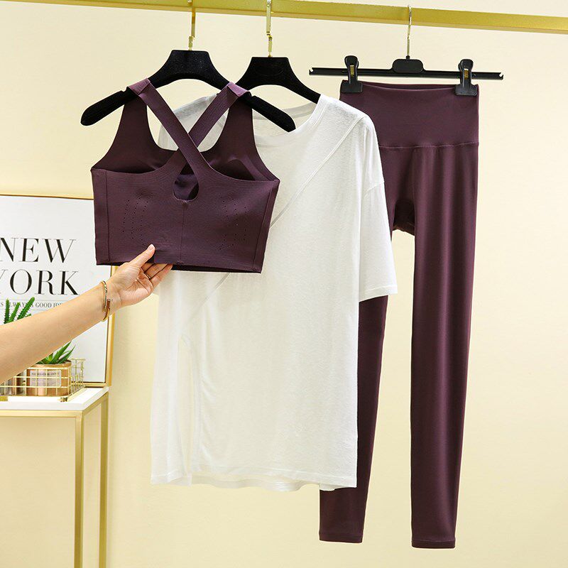 水滴美背瑜伽服女夏季薄款宽松遮肉显瘦健身运动普拉提套装高级感