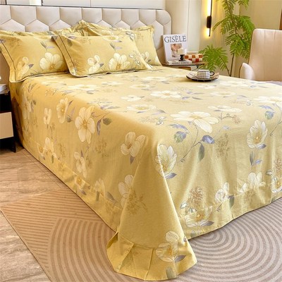 秋冬季厚磨毛全棉床上用品床单被套三件套加大245*250*270cm