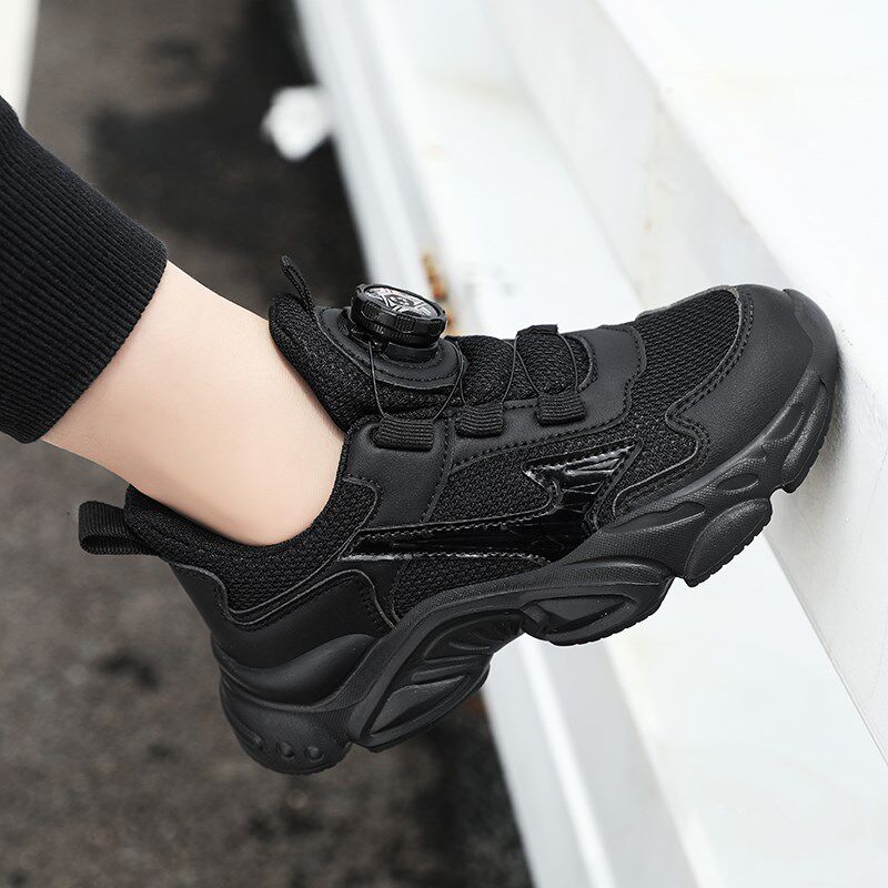 安氢云男童鞋子夏季儿童黑色运动老爹鞋男孩透气网面跑步小黑鞋