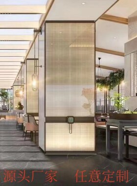 不锈钢金属夹丝钢p化玻璃屏风客厅入户玄关简约隔断定制