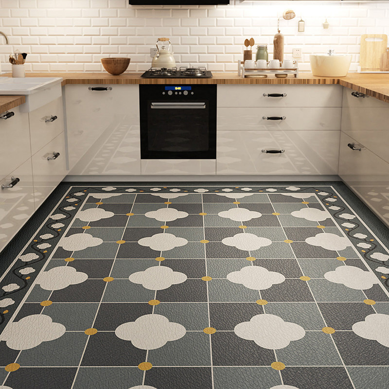 厨房地垫防滑防油防水可裁剪pvc脚垫整铺满耐脏门垫家用进门地毯