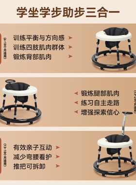 学步车2024新款多功能防o型腿0一1岁婴儿手推学行车防侧翻可折叠
