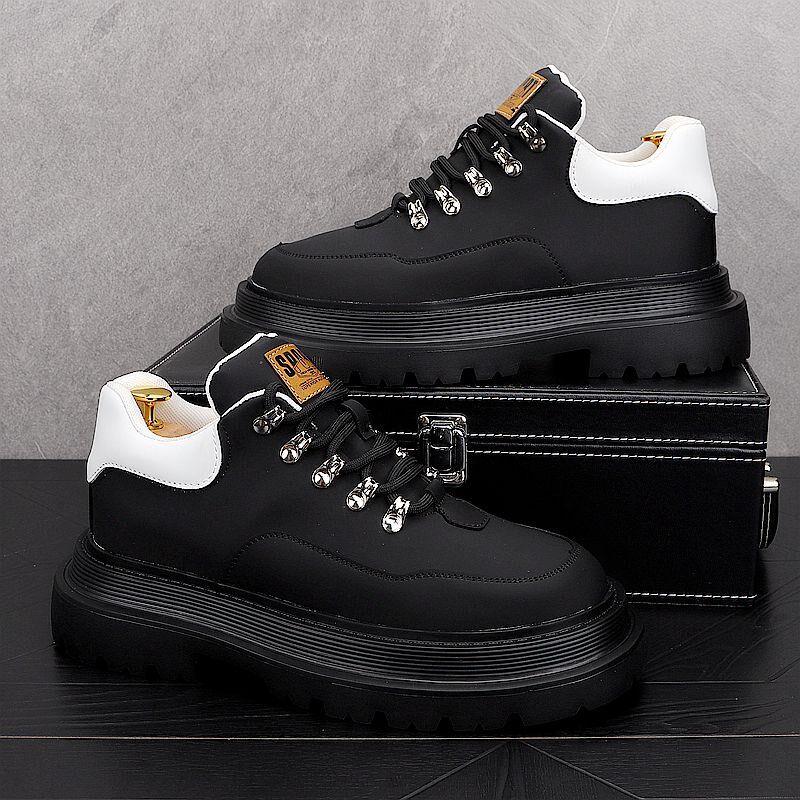 小白鞋男韩版潮流百搭休闲鞋2025夏季新款厚底男士工装透气马丁靴