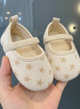 春秋婴儿宝宝学步鞋m0-1岁软底婴幼儿新生百天周岁布鞋不掉鞋
