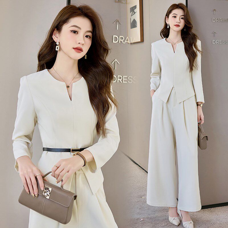 时尚御姐阔腿裤套装女气质显瘦2025春秋新款洋气长袖两件套高级感