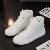 短靴春秋百搭休闲运动帆布板鞋 厚底网面透气蕾丝薄款 女夏季 高帮鞋