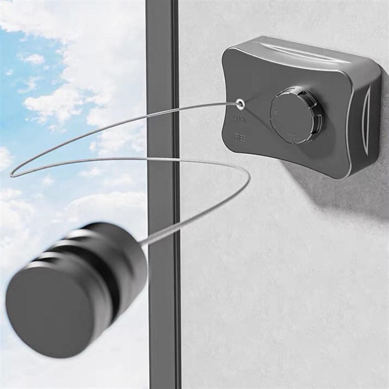 隐形收缩晾衣绳家用阳台化妆室免打孔晾晒架可伸缩钢丝绳晾衣神器