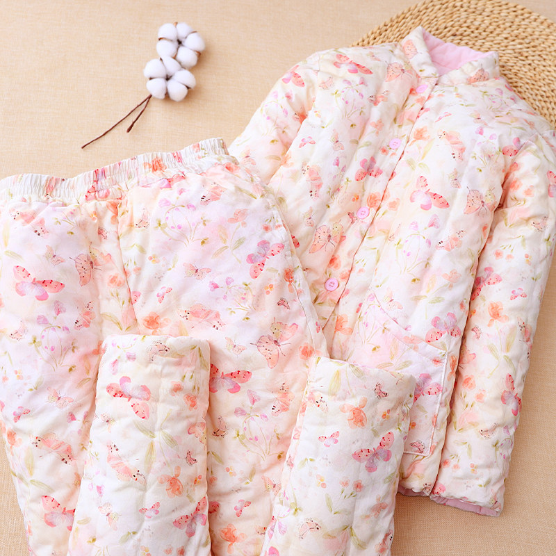 女士国风棉花手工棉袄棉裤套装成人内外穿加厚棉服冬居家大人保暖