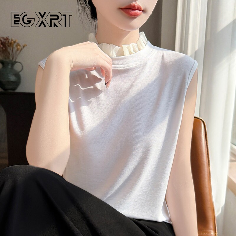 无袖针织背心女2026新款法式撞色花边内搭叠穿百搭打底衫小衫上衣