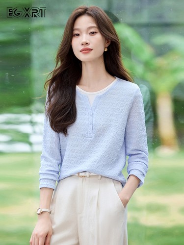 长袖T恤女秋冬季假两件叠穿宽松显瘦内搭上衣时尚洋气休闲打底衫