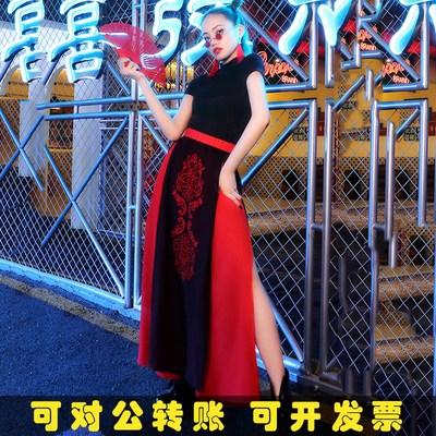 芒种古风舞蹈服国潮演出服爵士表演服黑红少年志骁的舞蹈服装套装