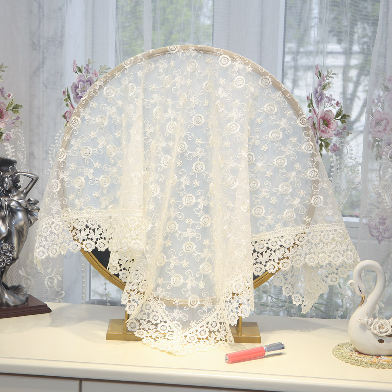 欧式梳妆台镜子盖布蕾丝防尘镜面遮挡化妆台镜子盖巾梳妆镜小罩子
