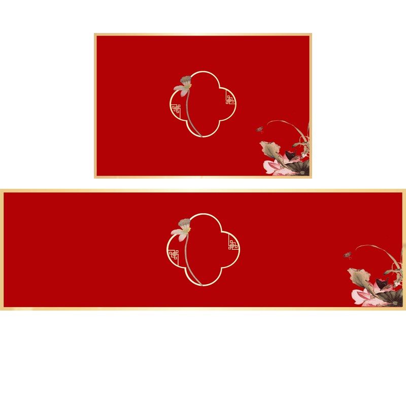 新中式厨房地垫吸油吸水喜庆红色入户门地垫门垫防滑耐脏进门地毯