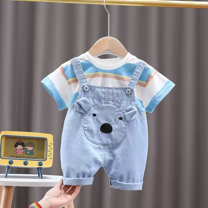 男宝夏装套装0一1岁2男婴儿童装女9宝宝短袖衣服3短裤4洋气10个月