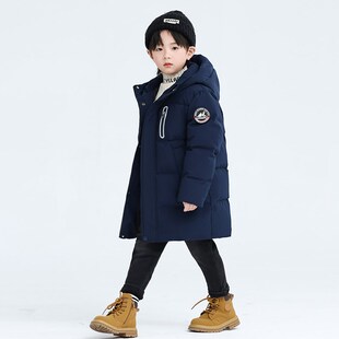 波姆鹅儿童羽绒服男童中大童中长款加厚保暖外套冬季新款童装女童