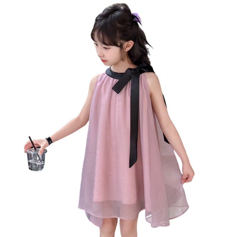 女童夏季无袖公主裙2024新款女孩法式挂脖度假风高级雪纺连衣裙,童装/婴儿装/亲子装,连衣裙,淘宝优惠券,粉丝福利购,淘宝优惠卷