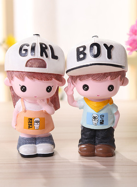 结婚情侣娃娃摆件创意爱情人物卧室装饰品摆设一对可爱玩偶公仔